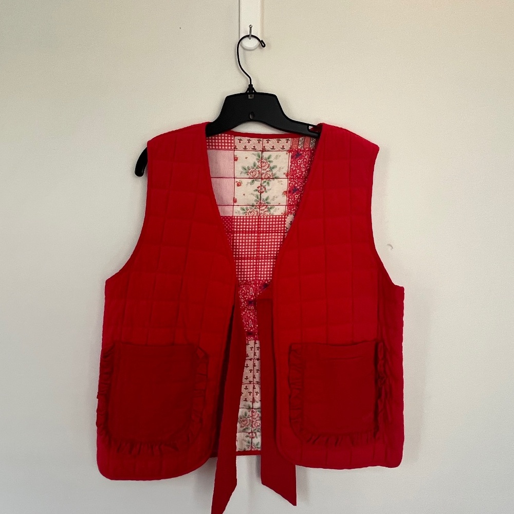 Red reversible Quilted vest UK size 16